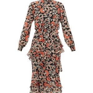 Saloni Isa Tiered Starfruit-print midi dress